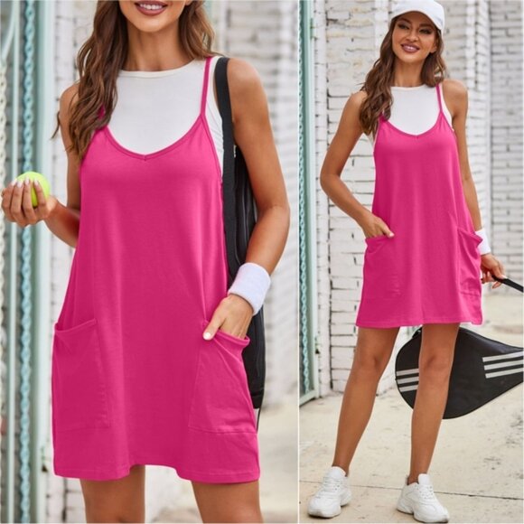 Harmony In Nature Dresses & Skirts - Sunny Day Cami Dress and Shorts Set - Deep Pink